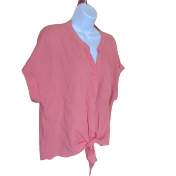 Peach Short Sleeve Blouse Size Large - Picture 2 of 3